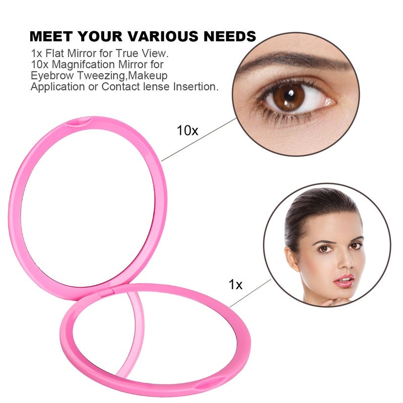 deweisn Magnifying Compact Cosmetic Mirror Elegant Compact Pocket Makeup Mirror, Handheld Travel Makeup Mirror with Powerful 10x Magnification and 1x True View Mirror for Travel or Your Purse - Image 4